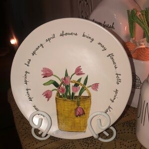 Rae Dunn WELCOME SPRING/SPRING HAS SPRUNG/APRIL SHOWERS/HELLO/BLOOM Salad Plate